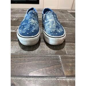 Vans Blue Denim Polka Dot Slip-On Sneakers